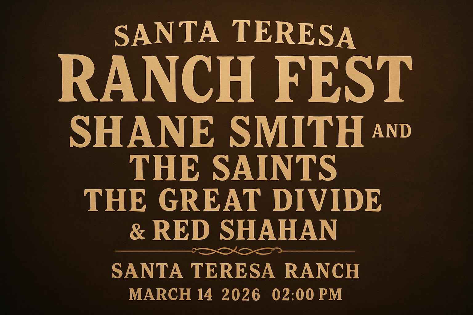 Santa Teresa Ranch Fest: Shane Smith and The Saints, The Great Divide, & Red Shahan