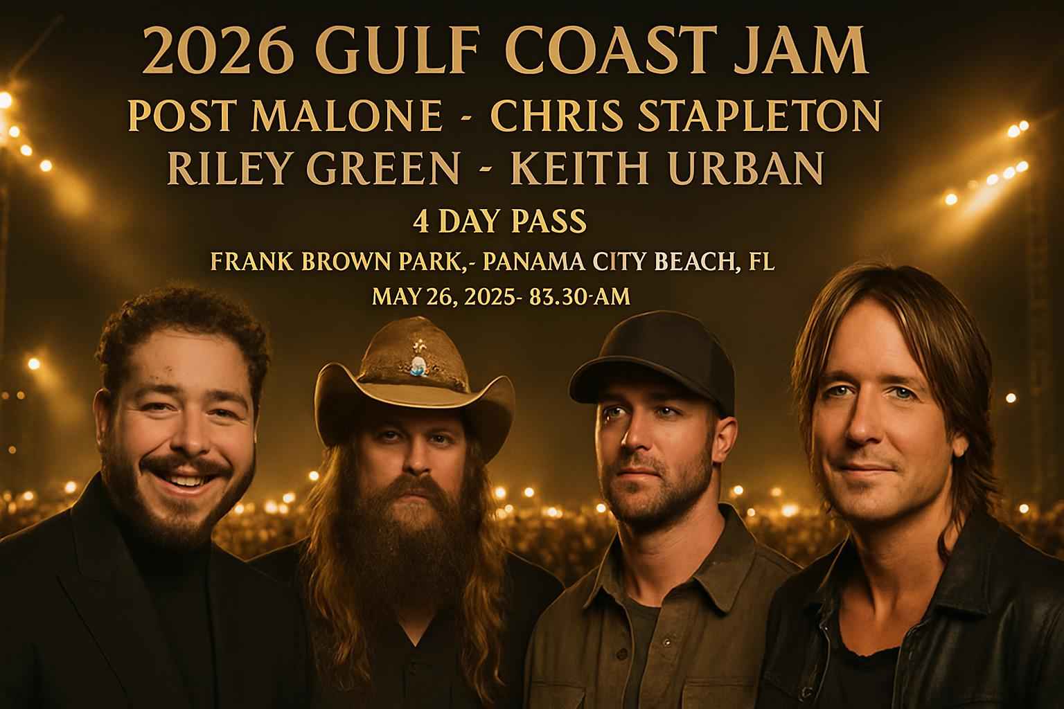 2026 Gulf Coast Jam: Post Malone, Chris Stapleton, Riley Green & Keith Urban – 4 Day Pass