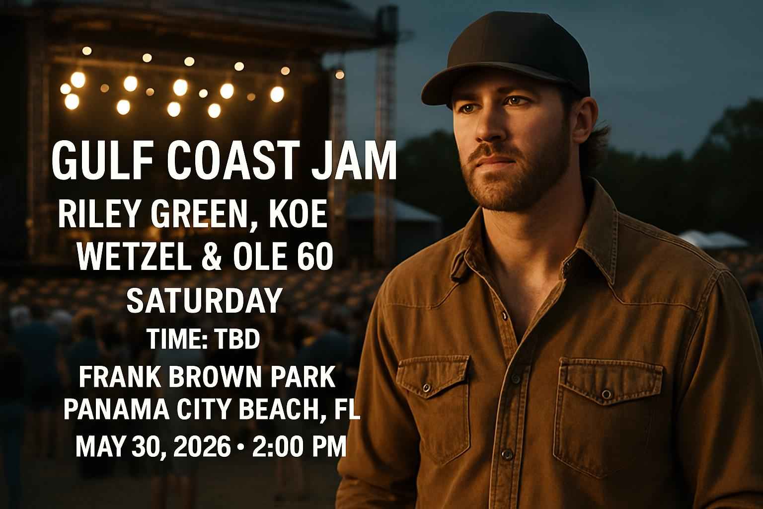Gulf Coast Jam: Riley Green, Koe Wetzel & Ole 60 – Saturday (Time: TBD)