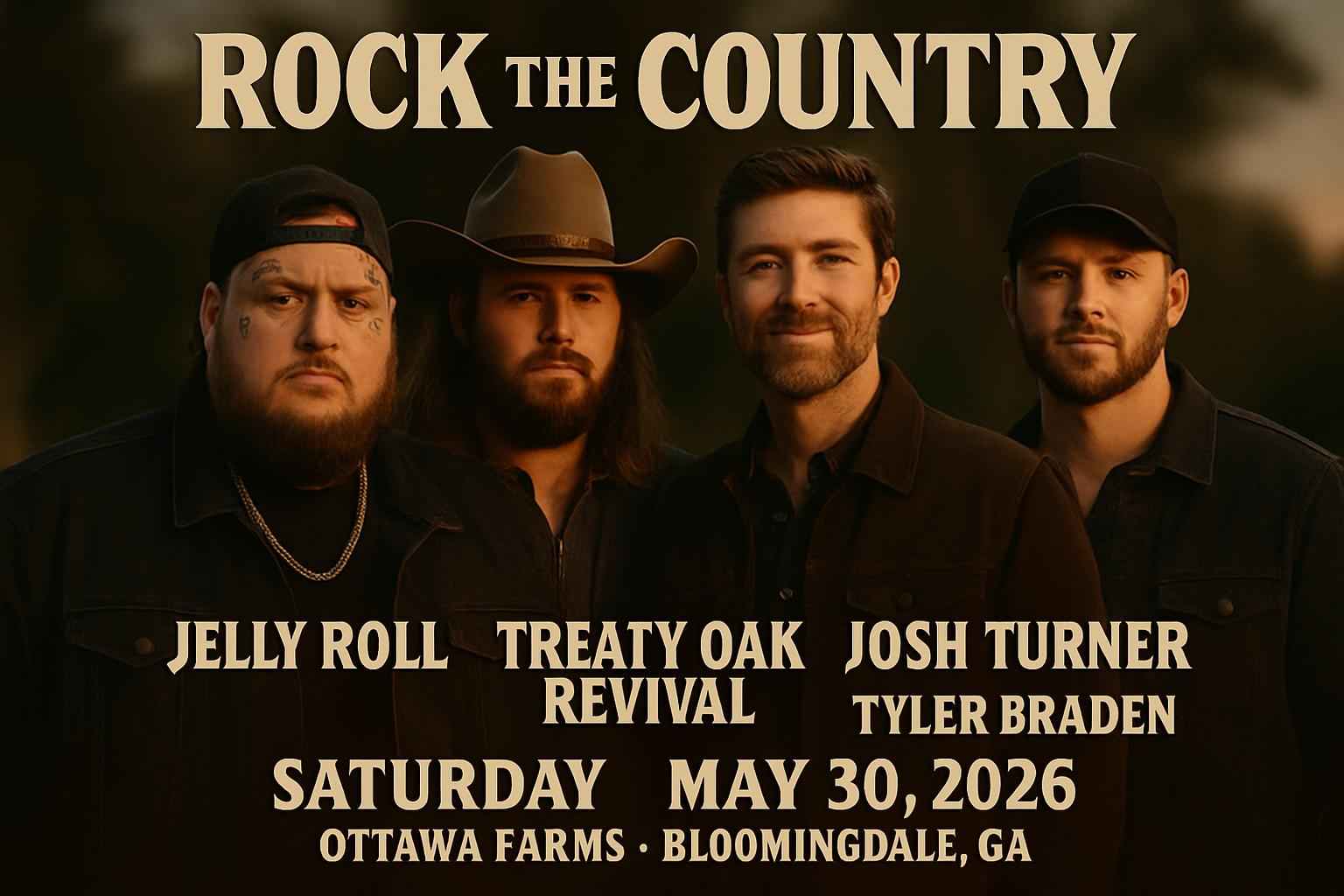 Rock the Country: Jelly Roll, Treaty Oak Revival, Josh Turner & Tyler Braden – Saturday (Time: TBD)